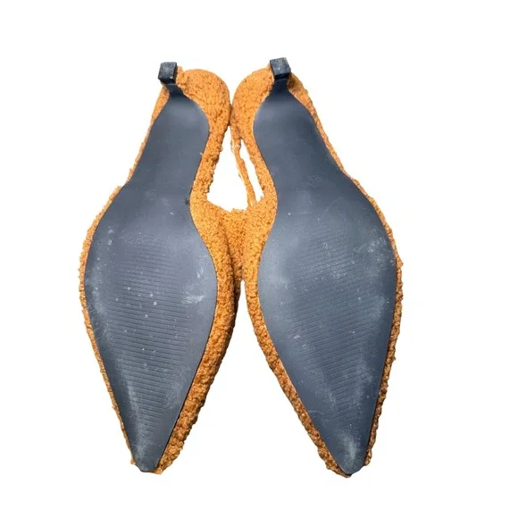 Coutgo Teddy Kitten Heels 8.5 Brown Slingback Pumps - Picture 4 of 4